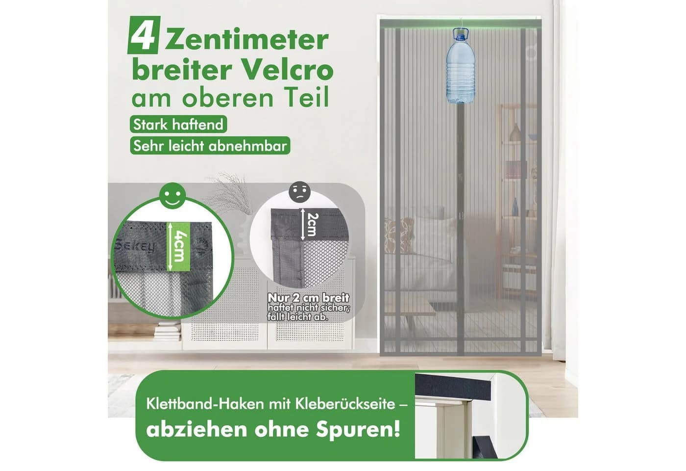 Sekey Magnetisches Insektenschutznetz Tür Grau Zuschneidbar - Bild 3