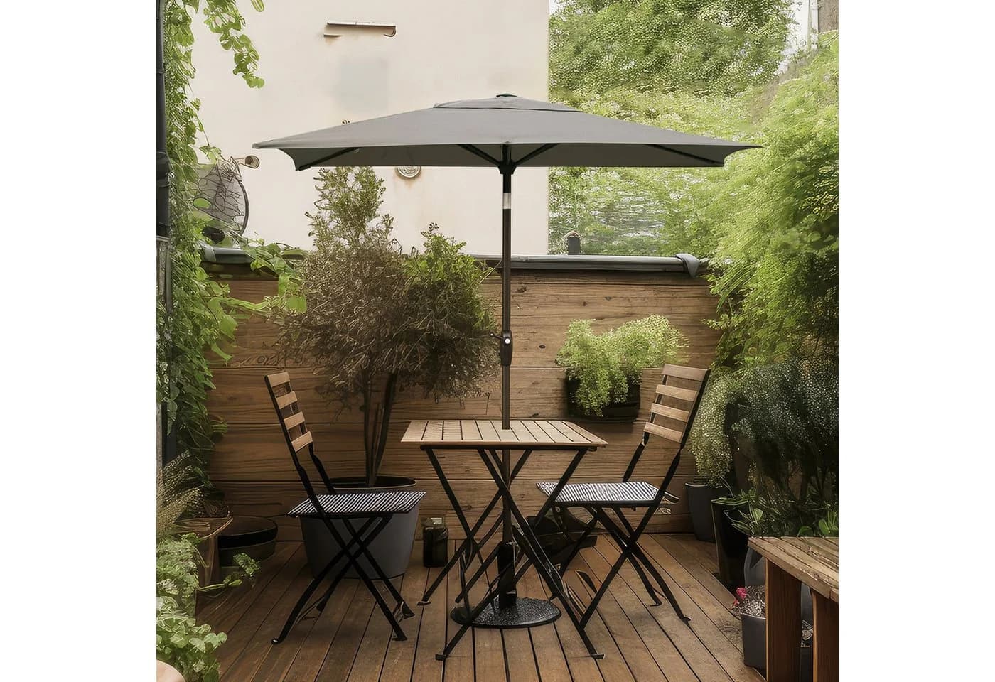 Sekey Aluminium Sonnenschirm Rechteckig Braun mit Kurbel