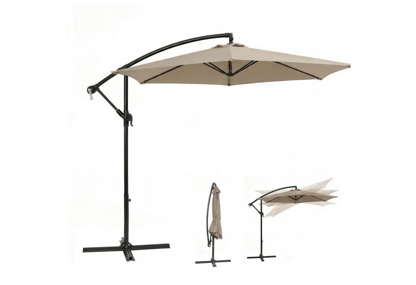 Sekey Sonnenschirm Ø300cm Ampelschirm Taupe UV50+