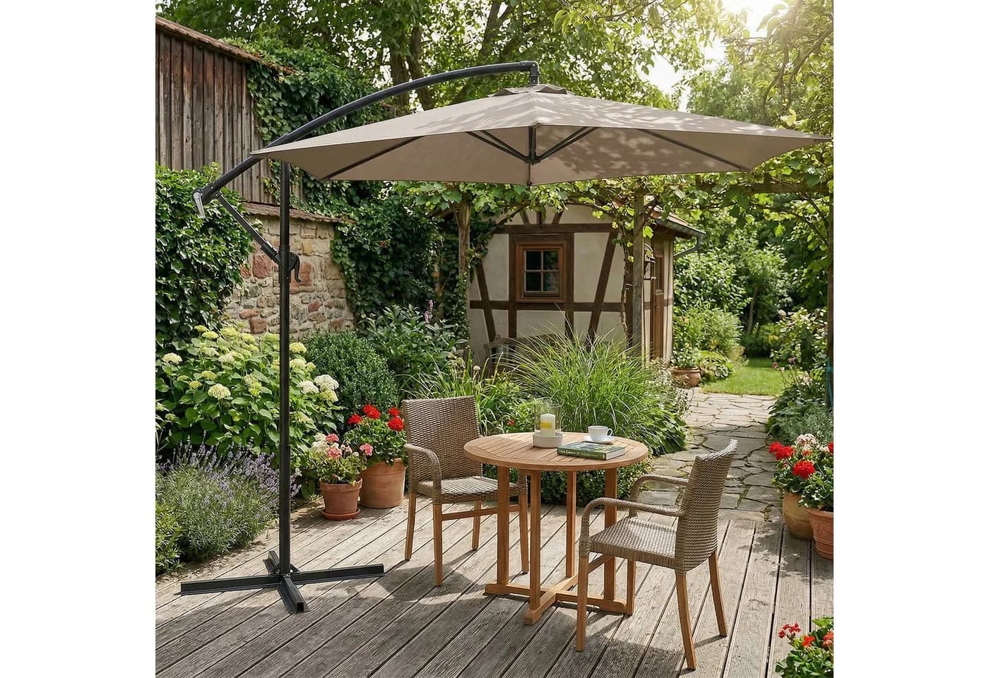 Sekey Sonnenschirm Ø300cm Ampelschirm Taupe UV50+ - Bild 2