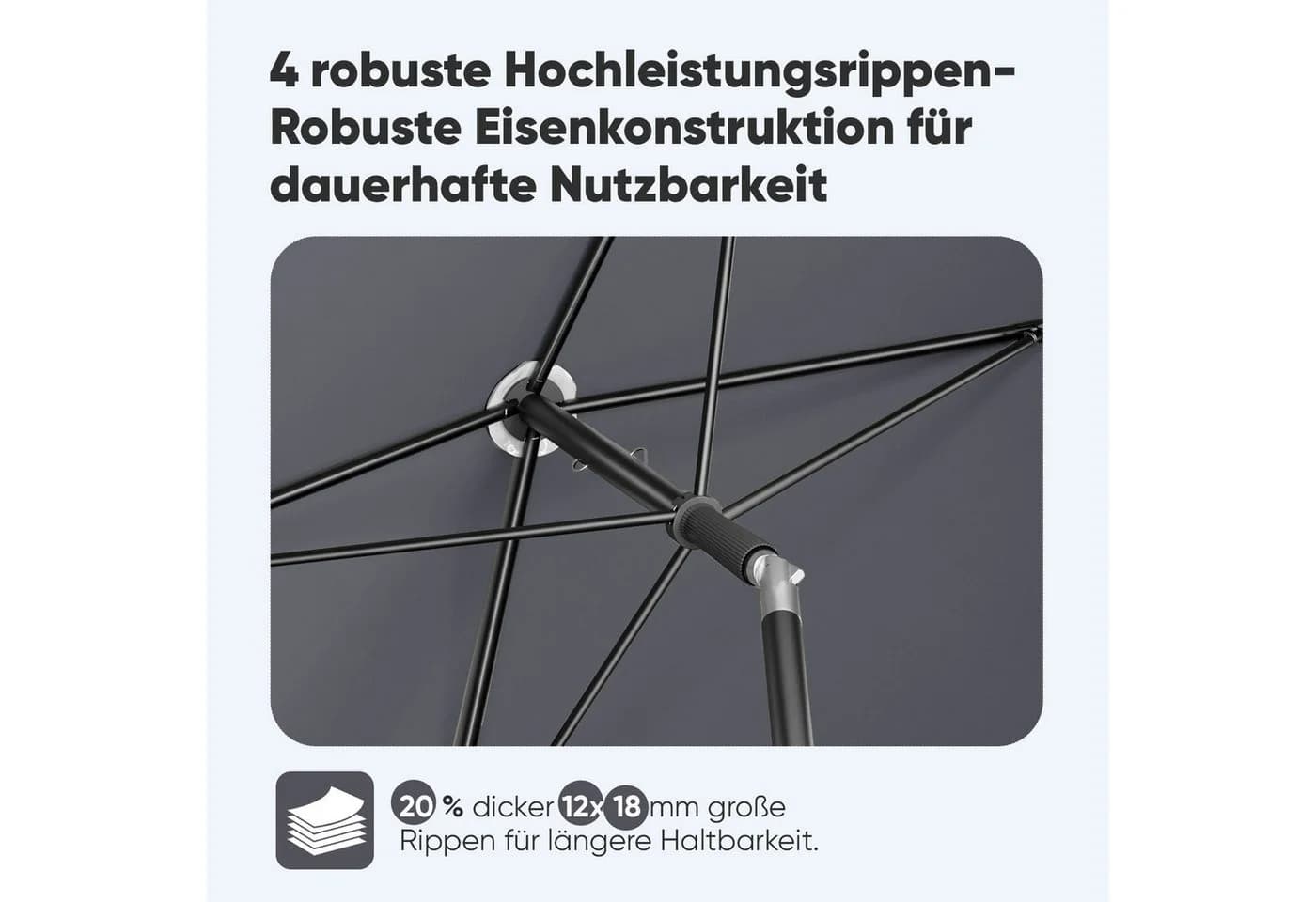 Sekey Rechteckschirm Grau Neigbar Balkonschirm UV50+ Schutz - Bild 3
