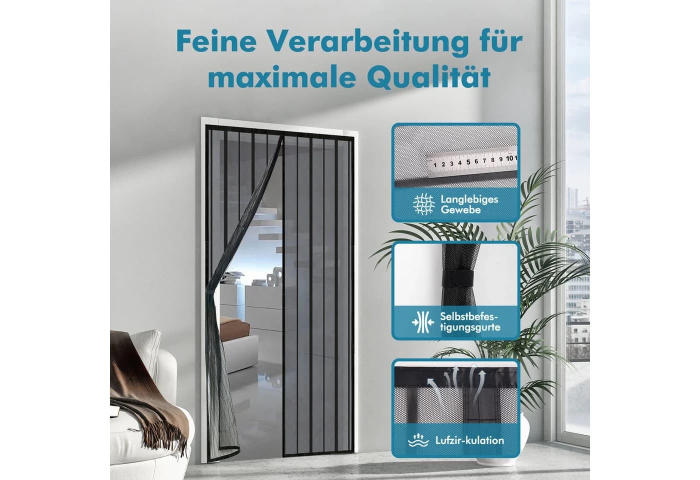 Sekey Magnetisches Fliegengitter für Balkontür Schwarz Ohne Bohren - Bild 3