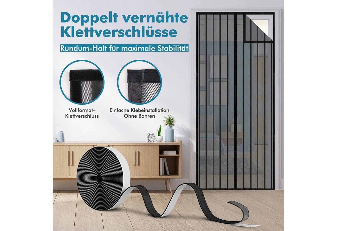 Sekey Magnetisches Fliegengitter für Balkontür Schwarz Ohne Bohren - Bild 4
