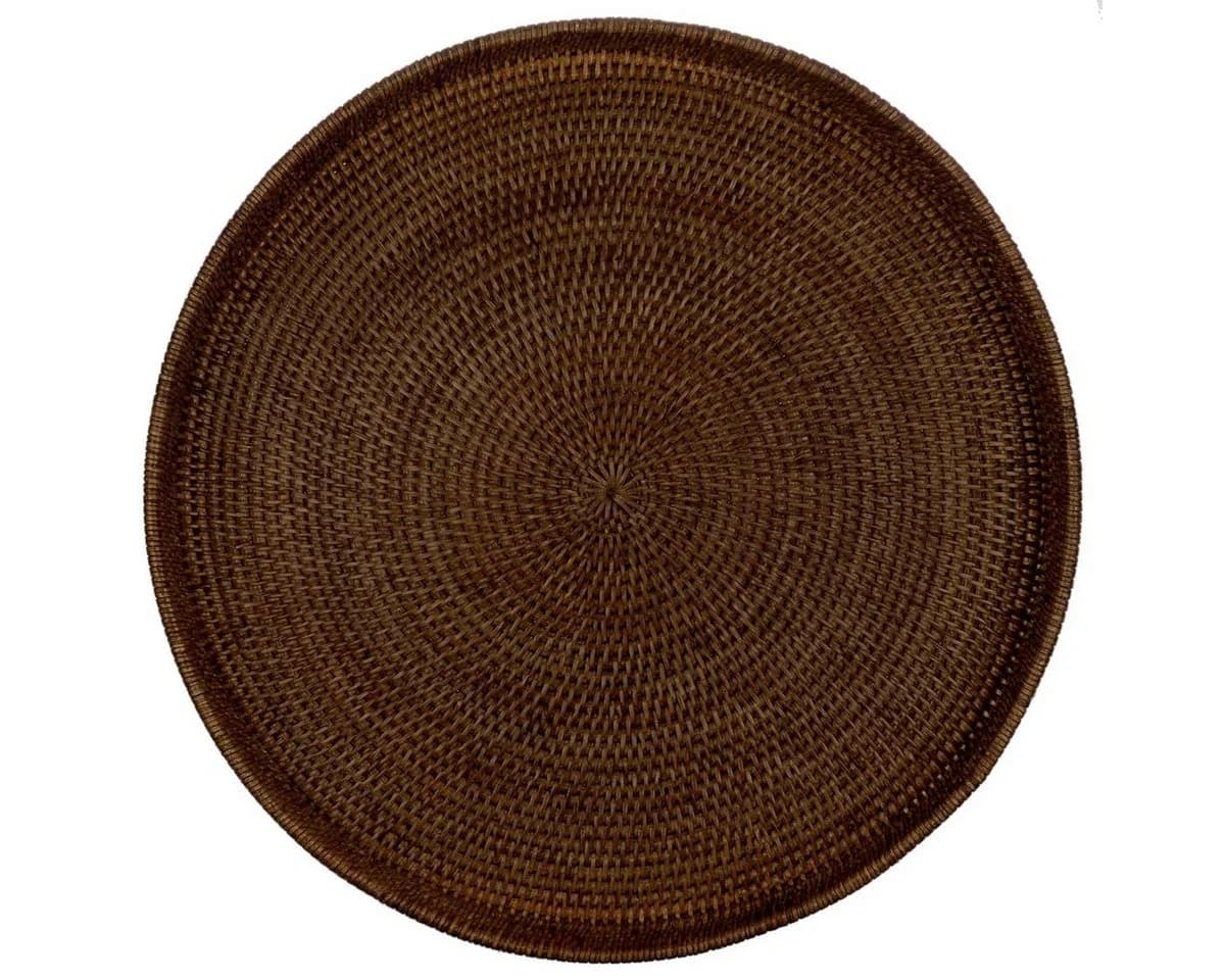 fiolini Dekotablett Rund Ø 48 cm Rattan Handgefertigt