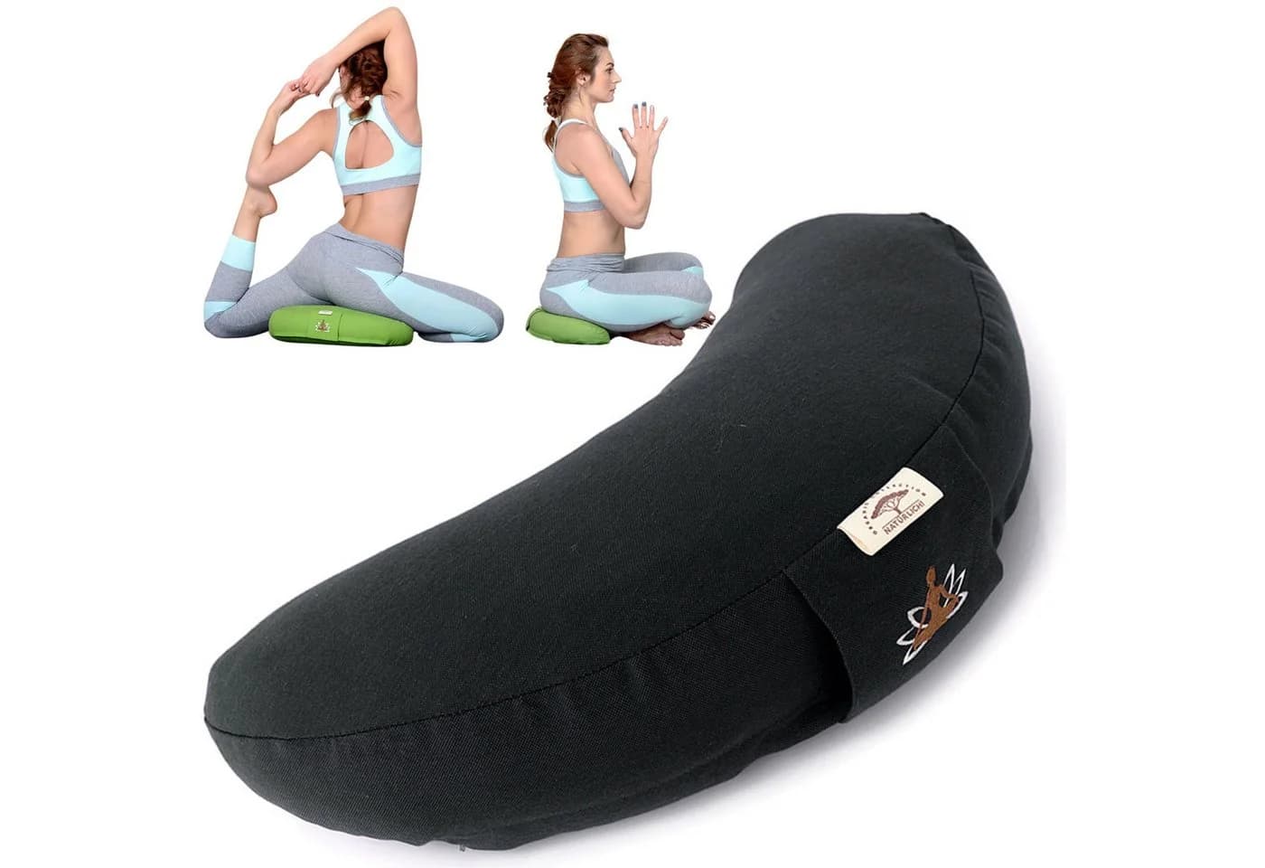 SEI Design Yogakissen Halbmond Schwarz Buchweizenschalen Füllung - Bild 2