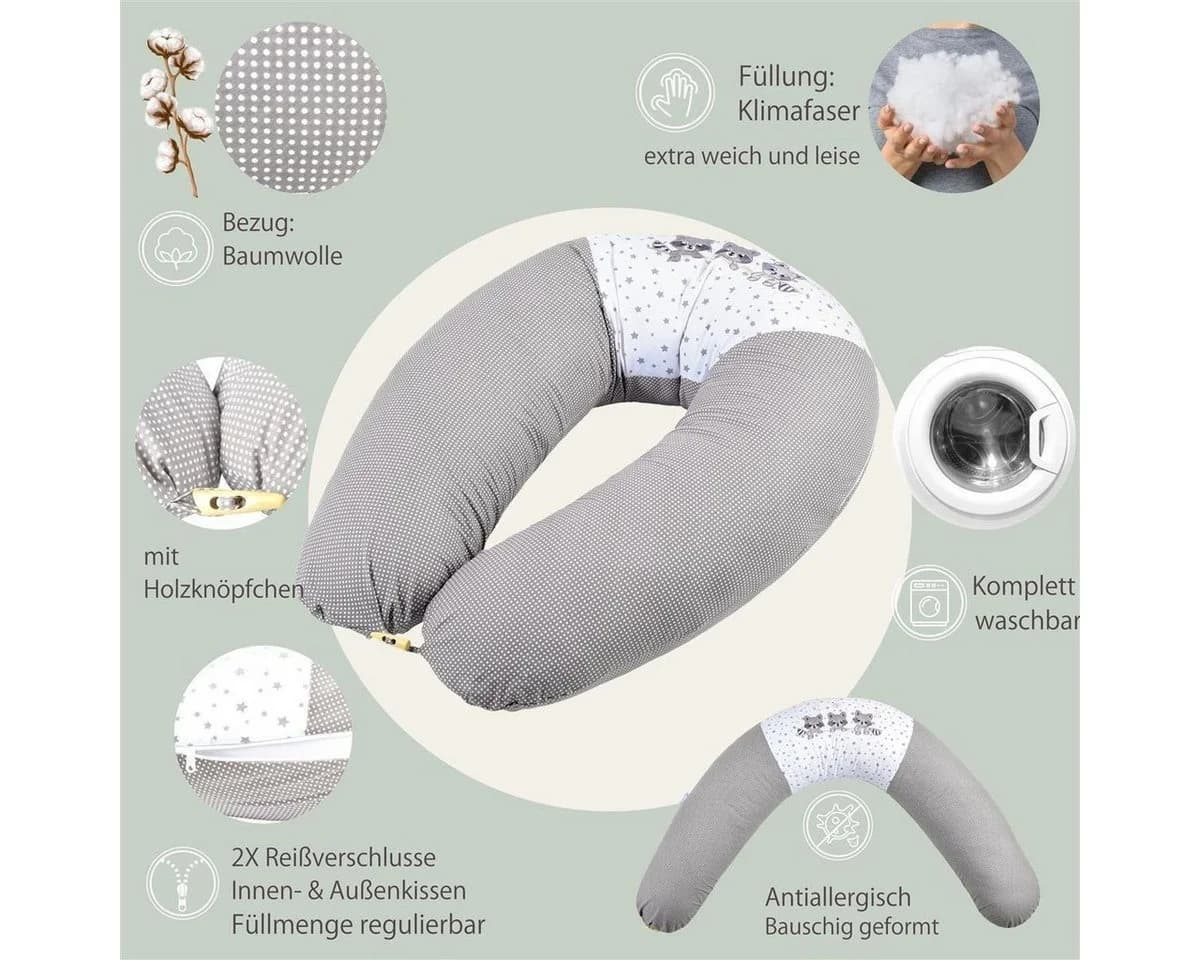 SEI Design Stillkissen 190x30 XXL, Füllung Faserbällchen, Bezug 100% Baumwolle - Bild 5