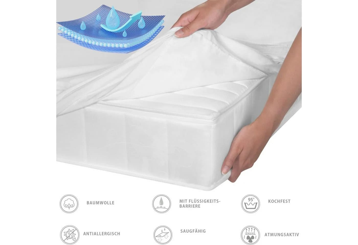 SEI Design Matratzenschoner Baby AQUASTOP Wasserdicht Baumwolle - Bild 4
