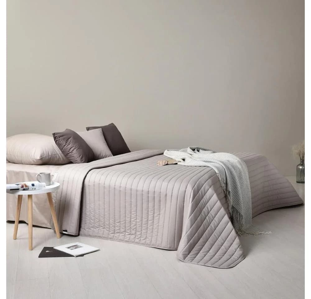 SEI Design Bettüberwurf Living Trend Taupe Hell Gesteppt