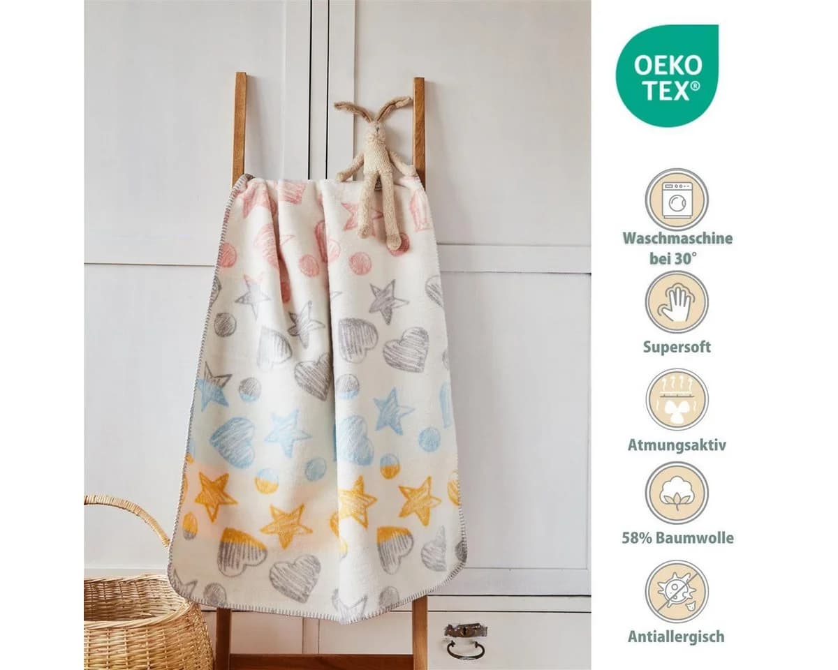 SEI Design Babydecke 90x120 cm Flauschig Weich Kuscheldecke Bunt