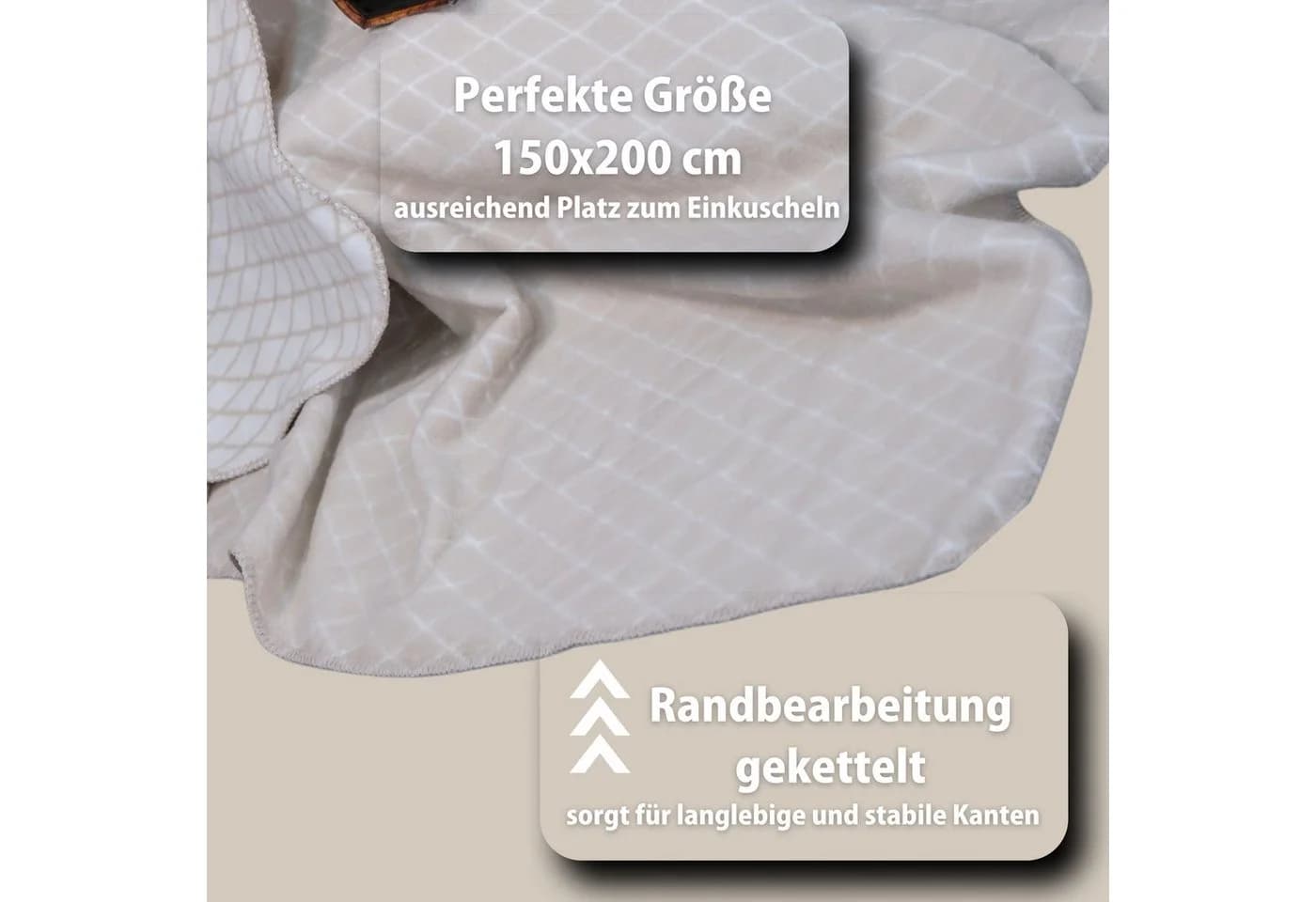 Plaid Kuscheldecke Kassandra 150x200, 58% Baumwolle, SEI Design - Bild 4