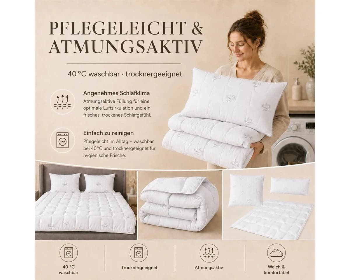 SEI Design SWAN Bettset 3-tlg. Weiß Mikrofaser Winter - Bild 5