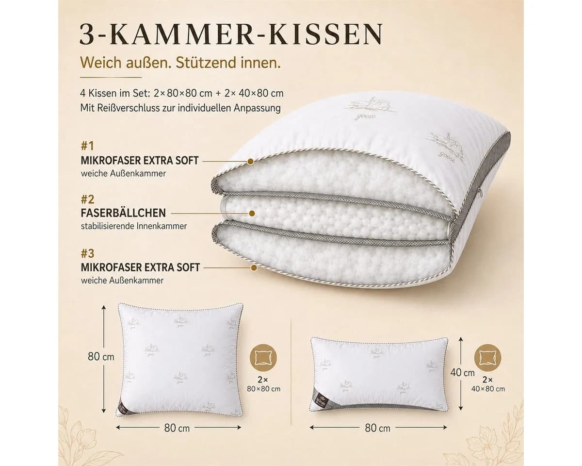 SEI Design SWAN Winterbettset 6-tlg. Mikrofaser 3D-Kissen weiß - Bild 4