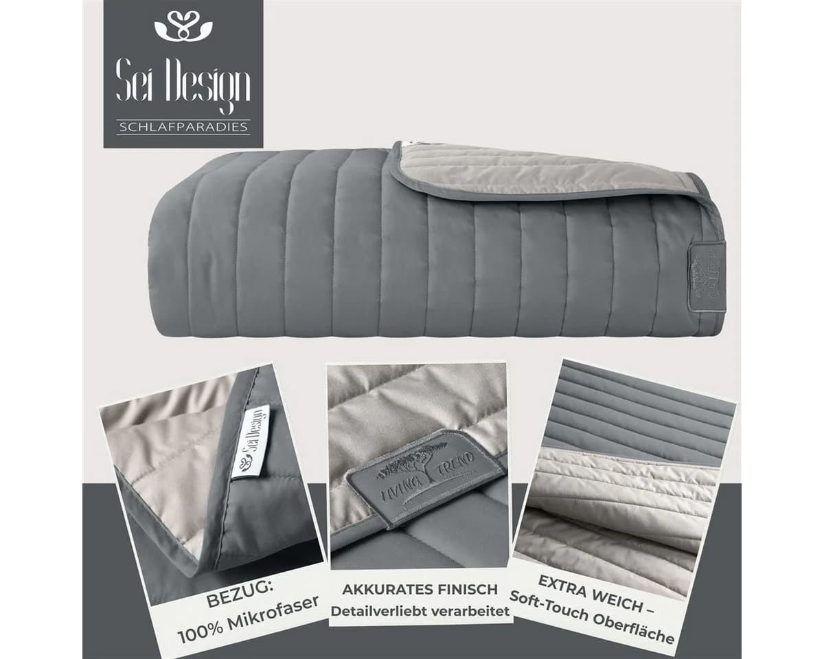 SEI Design Bettüberwurf Tagesdecke Wendeoptik Beige-grau Anthrazit