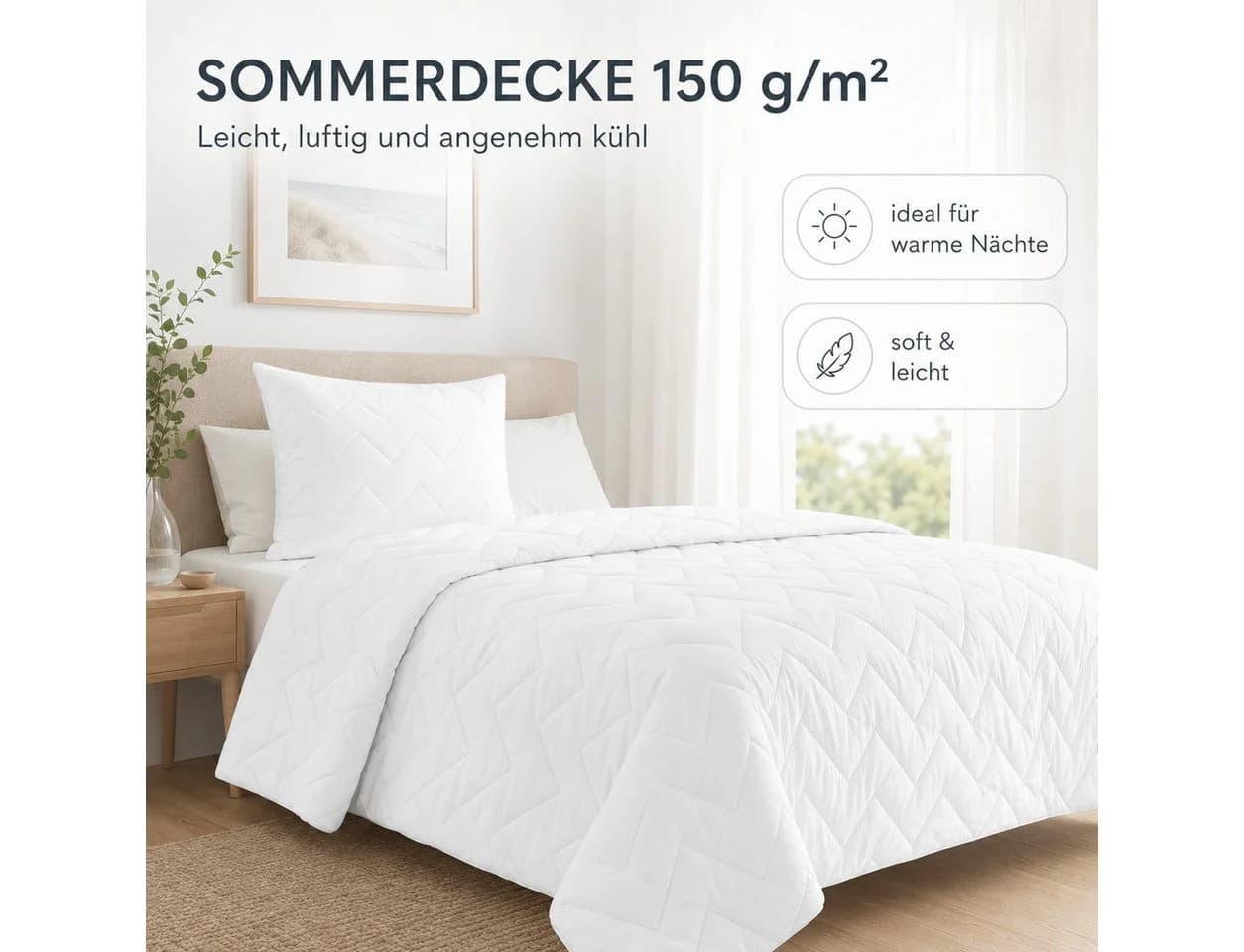SEI Design Bett-Set Mikrofaser Einziehdecke + Kissen Weiß Nordic Collection - Bild 4