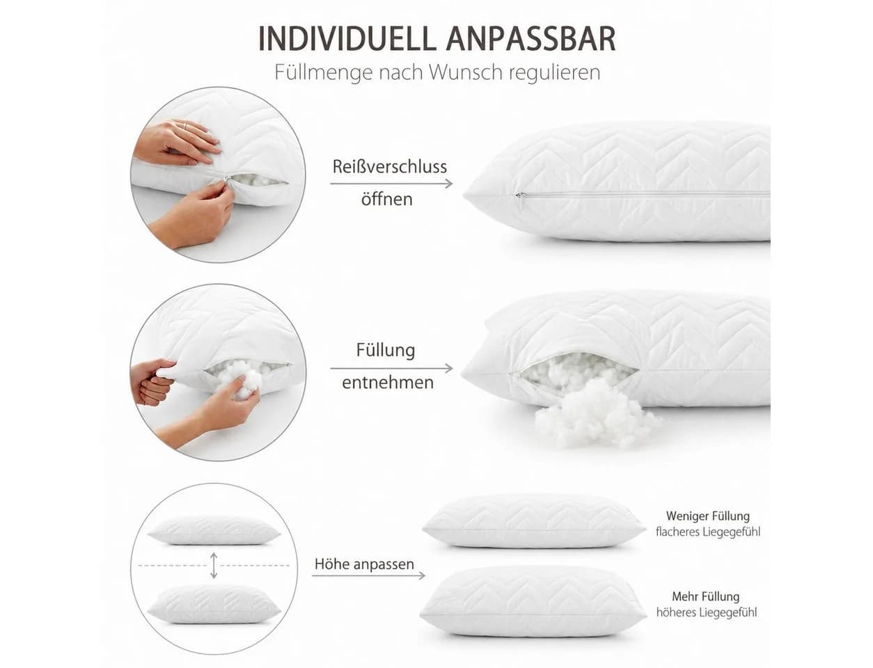 SEI Design Bett-Set Mikrofaser Einziehdecke + Kissen Weiß Nordic Collection - Bild 5