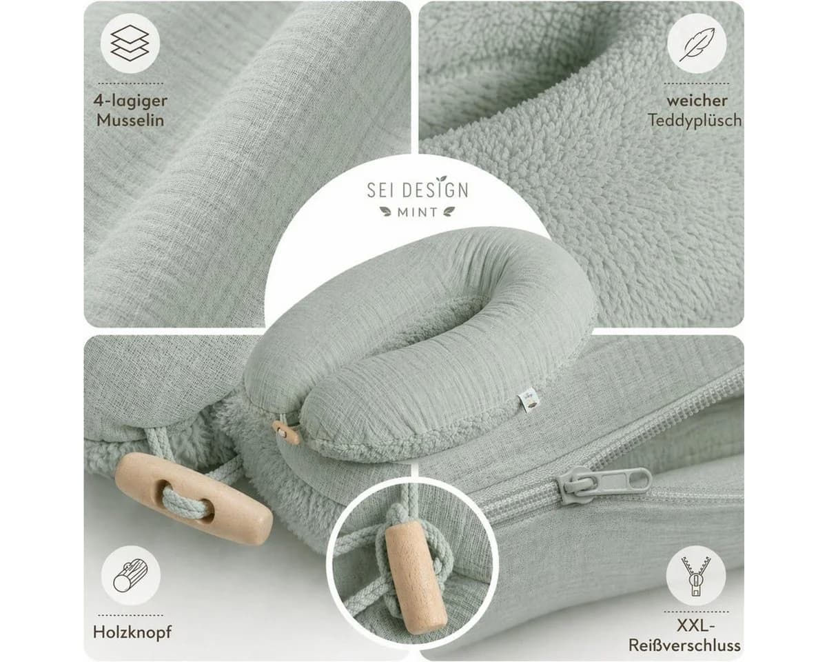 SEI Design Stillkissenbezug Musselin Teddyplüsch Mint