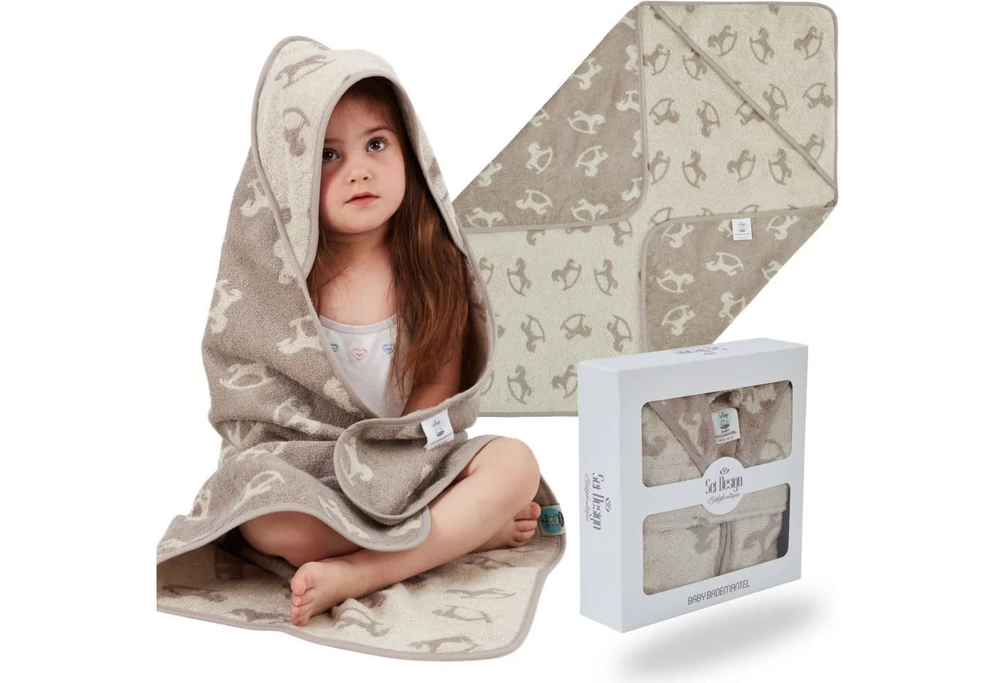 SEI Design Kapuzenhandtuch 80x80 Babyhandtuch Frottee Bio Baumwolle - Bild 2