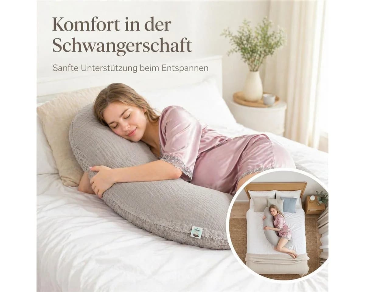SEI Design Stillkissenbezug XXL Taupe Grey Bio-Baumwolle - Bild 3