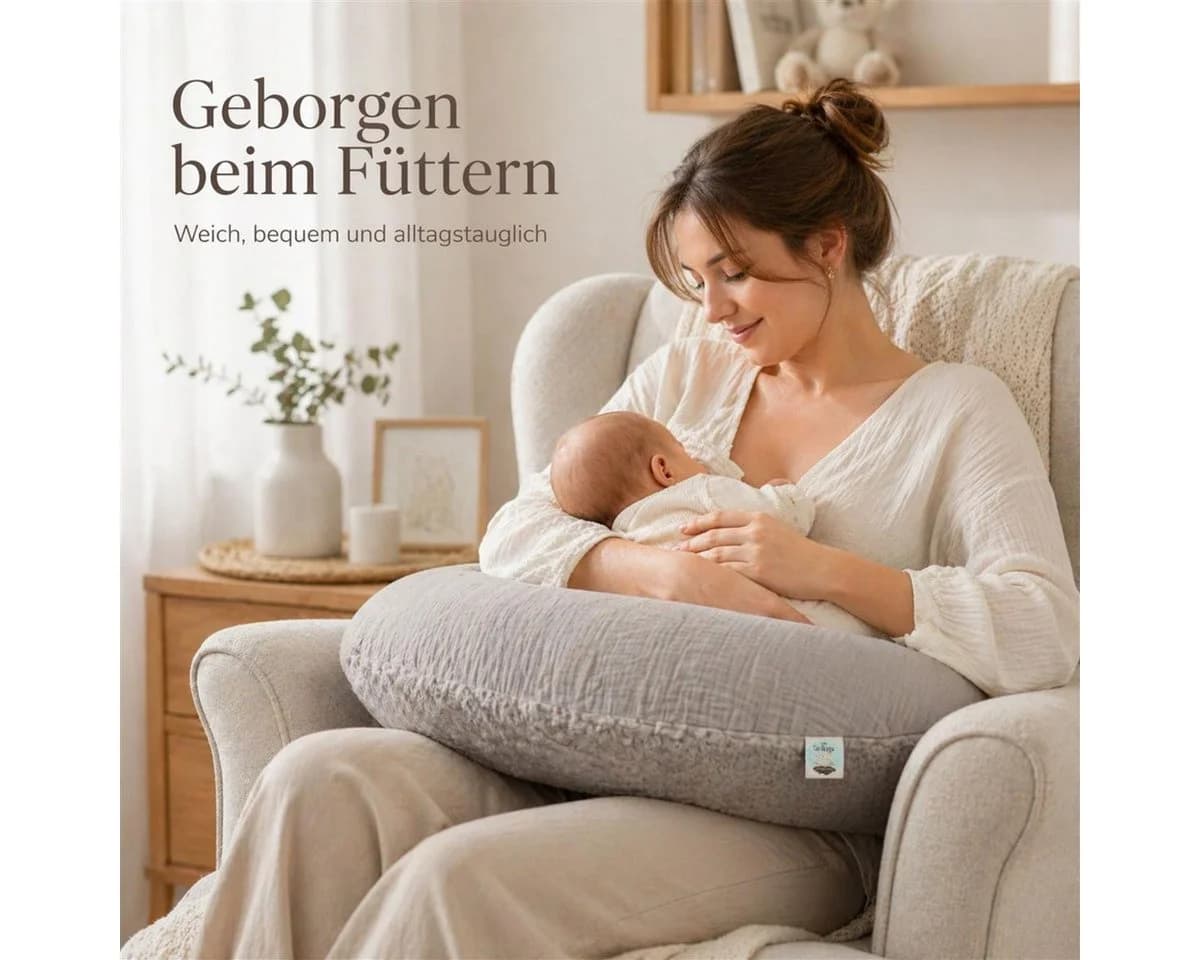 SEI Design Stillkissenbezug XXL Taupe Grey Bio-Baumwolle - Bild 4