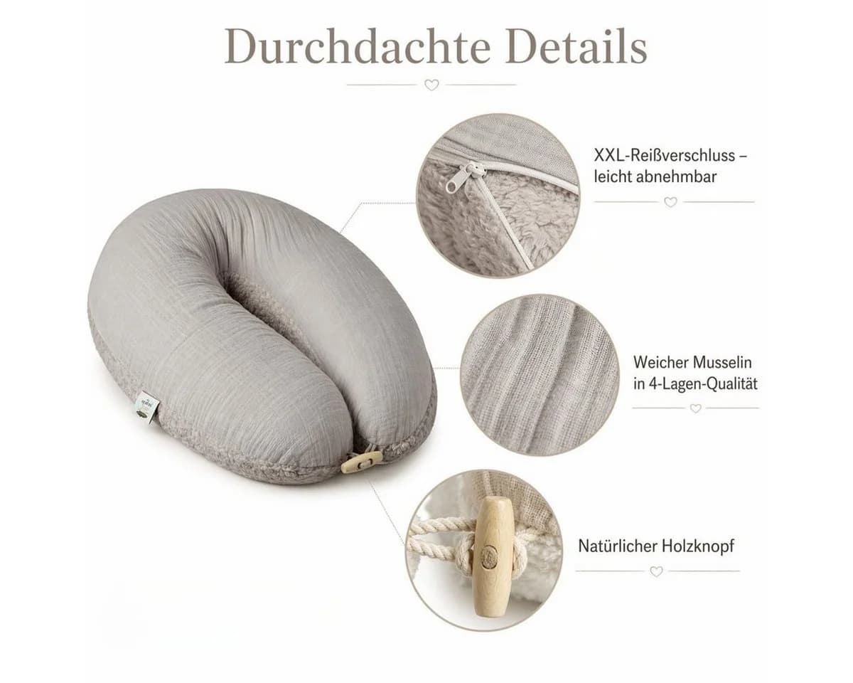 SEI Design Stillkissenbezug XXL Taupe Grey Bio-Baumwolle - Bild 5