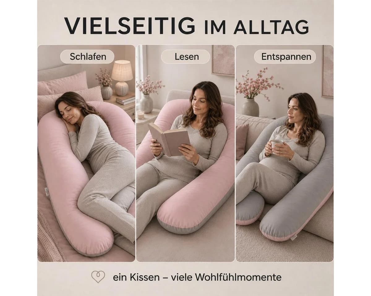 SEI Design Seitenschläferkissen XXL Mikrofaser Rosa/Beige - Bild 3