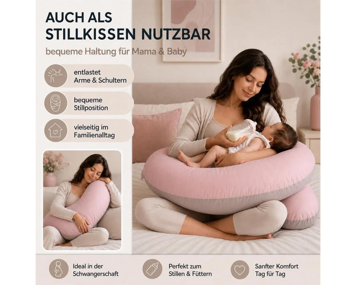 SEI Design Seitenschläferkissen XXL Mikrofaser Rosa/Beige - Bild 5
