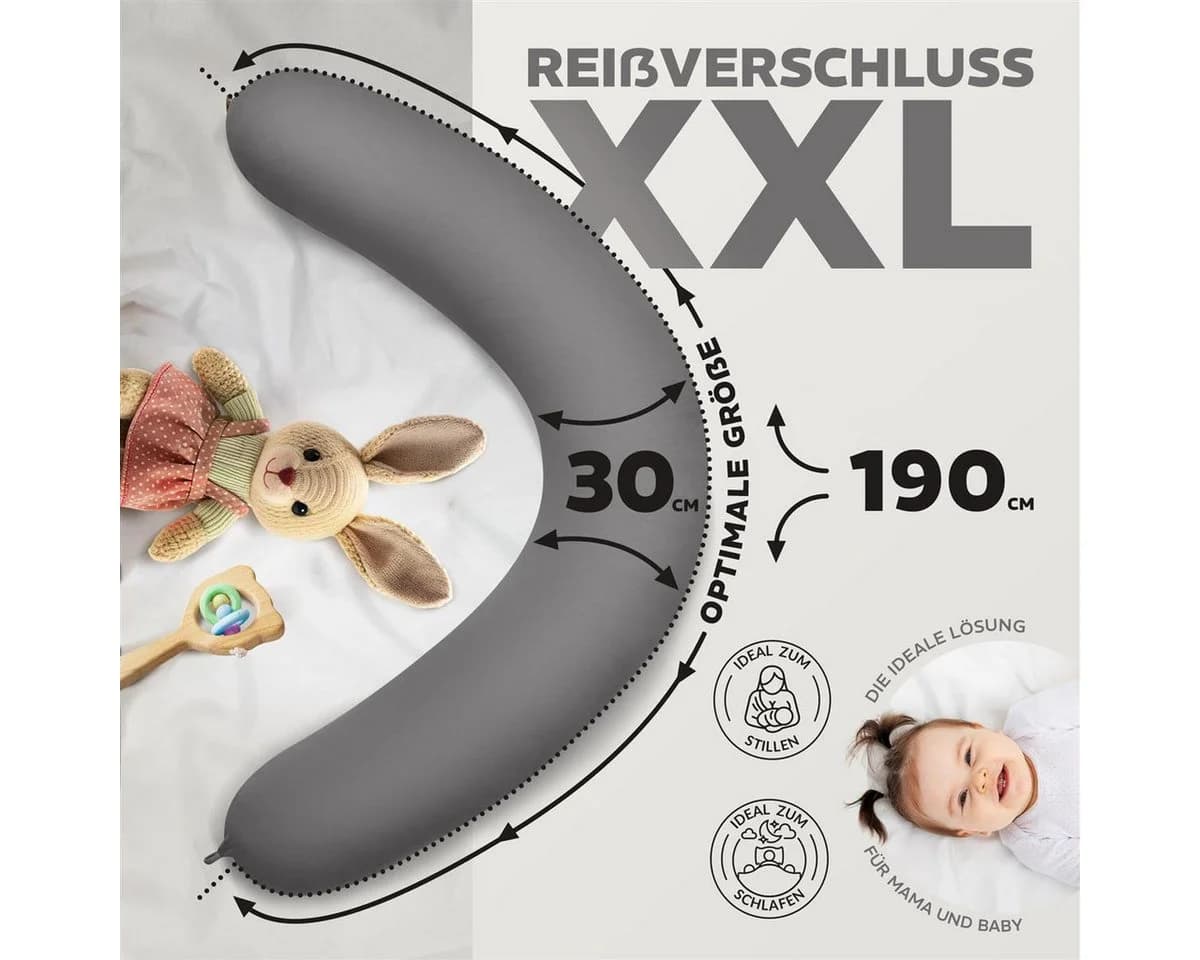 SEI Design Stillkissen Seitenschläferkissen XXL Grau - Bild 4