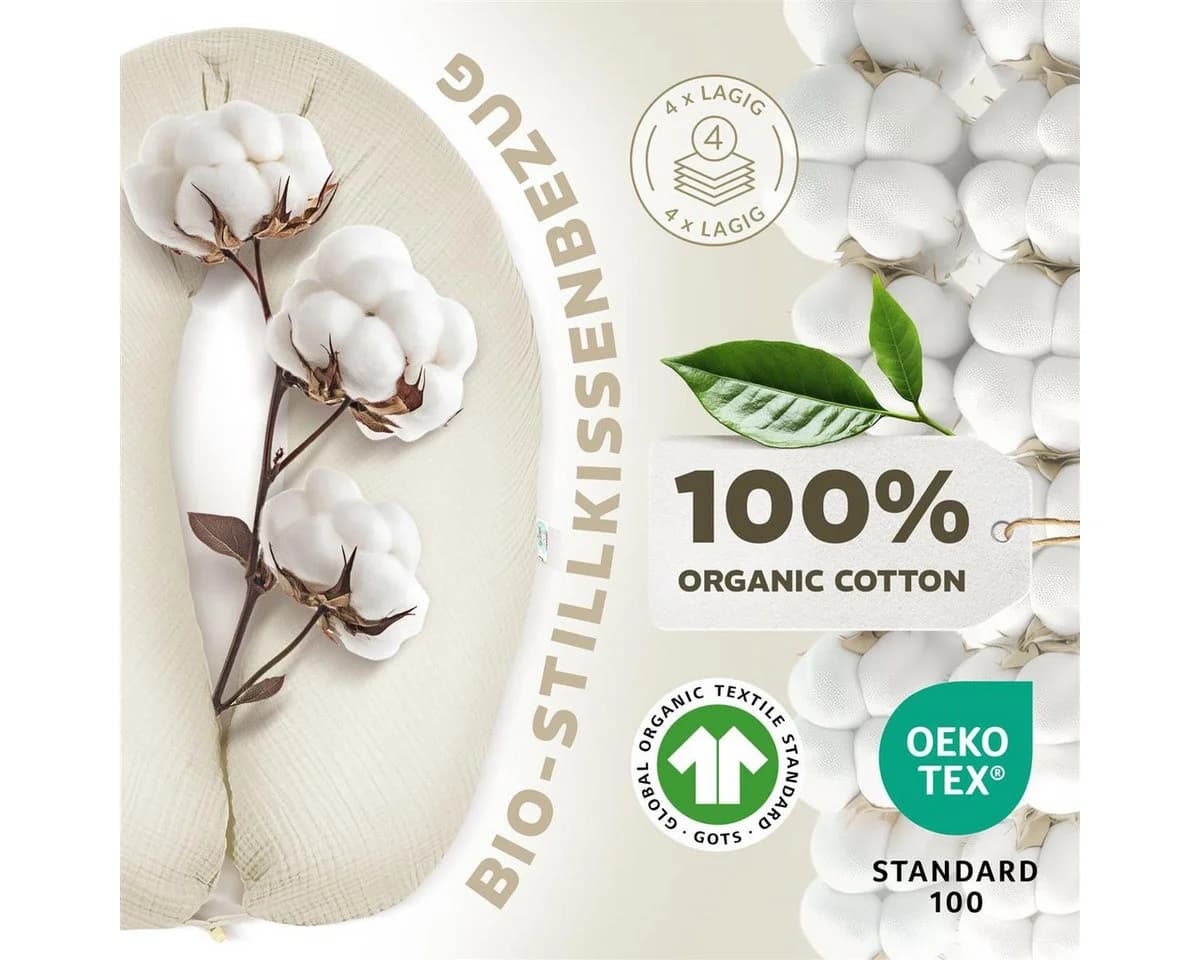 SEI Design Stillkissenbezug Musselin Natur 100% Baumwolle