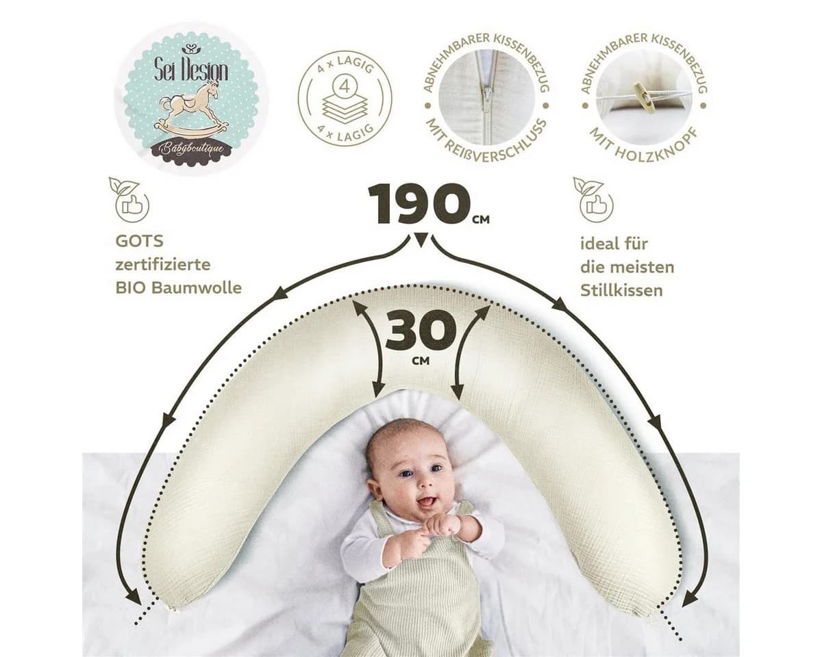 SEI Design Stillkissenbezug Musselin Natur 100% Baumwolle - Bild 3