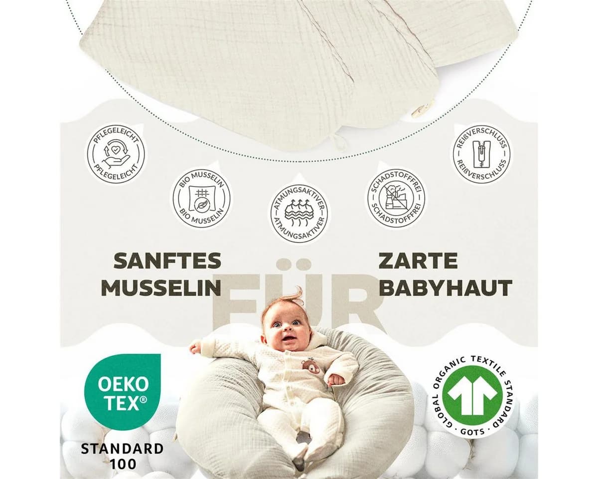 SEI Design Stillkissenbezug Musselin Natur 100% Baumwolle - Bild 4