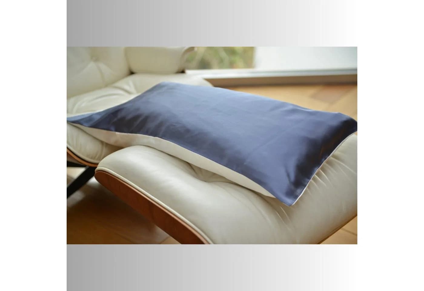 orignee Kissenbezug 100% Seide 19 Momme Blau/Weiss - Bild 1