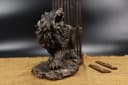 Lisandra Scott Skulptur Großer Brüllender Löwe Figur Handgefertigt Bronze-Optik Schwarz-Gold Bild 1