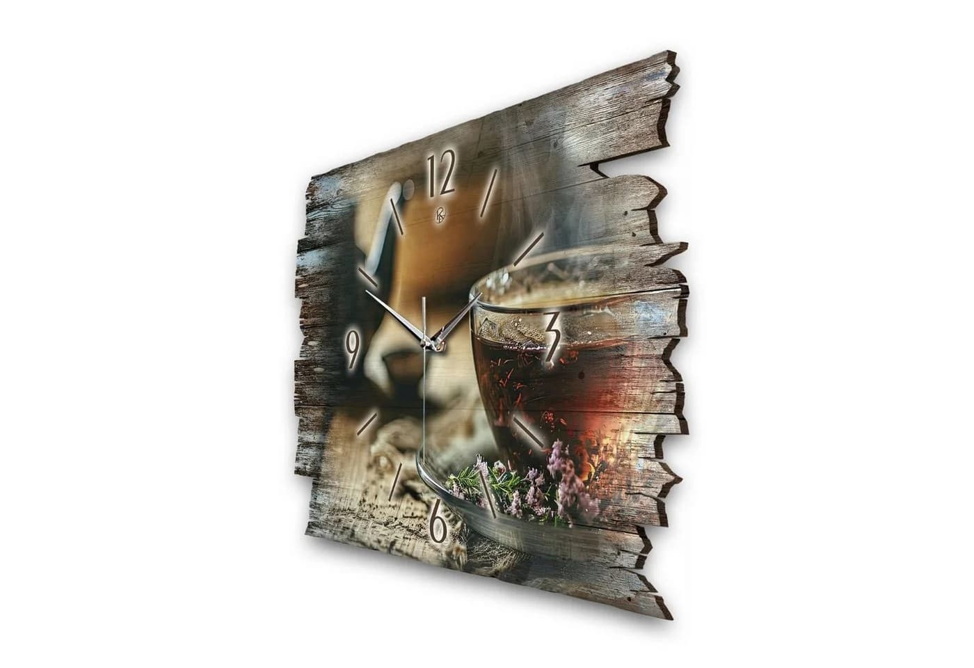 Kreative Feder Design-Wanduhr „Tee“ Shabby Style braun
