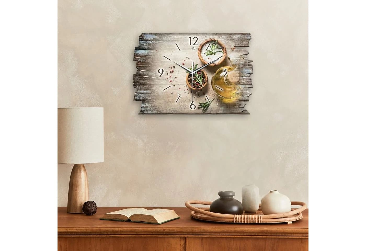 Kreative Feder Wanduhr „Gewürze“ Shabby Style MDF Braun - Bild 4