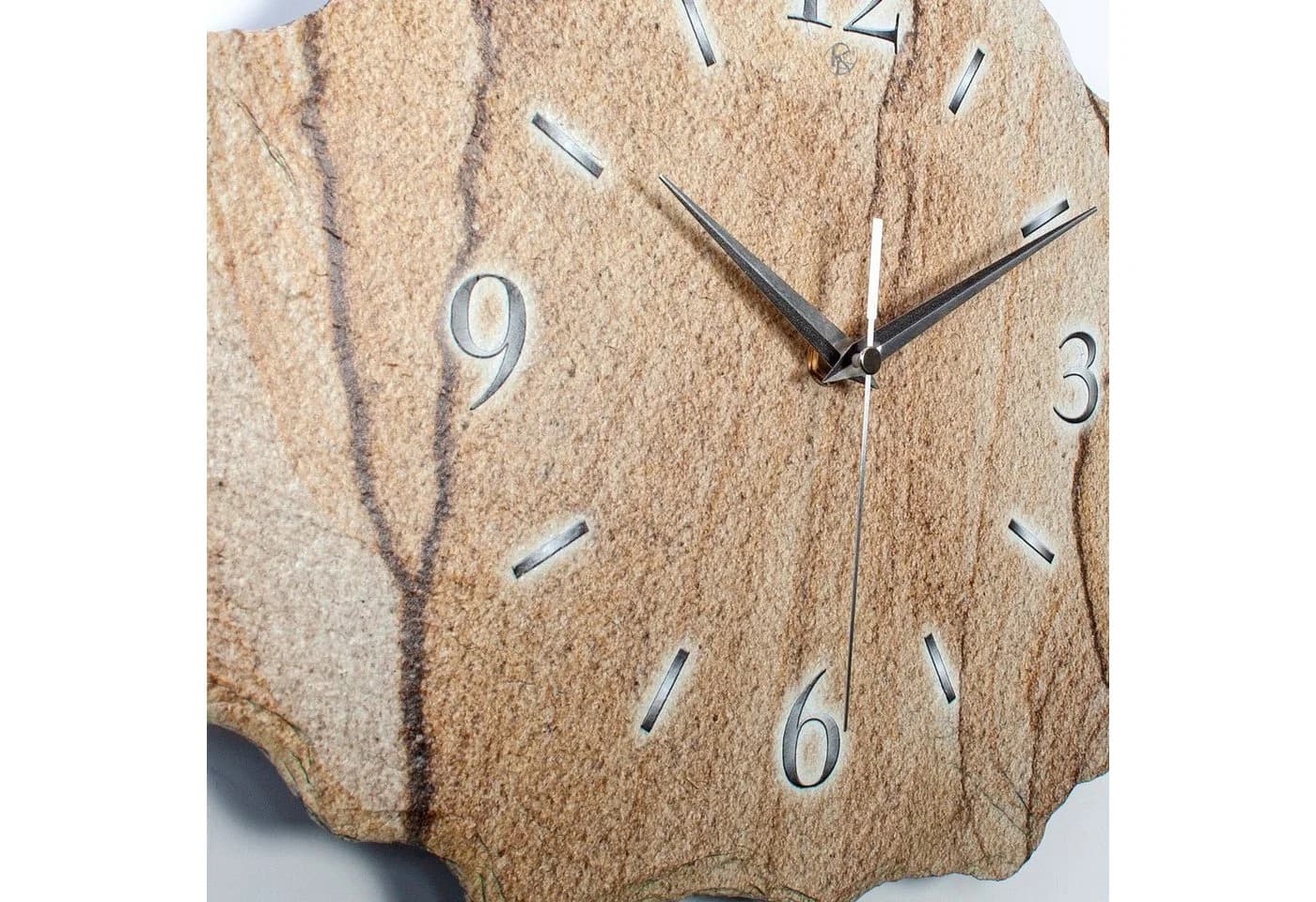 Kreative Feder Wanduhr aus Beton Marmor-Optik Beige - Bild 3