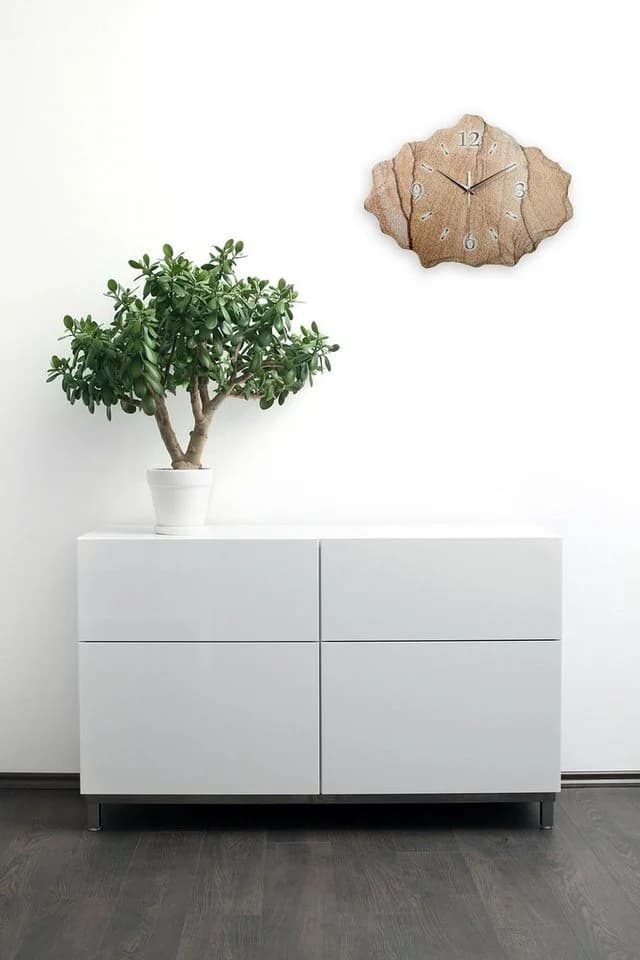 Kreative Feder Wanduhr aus Beton Marmor-Optik Beige - Bild 4