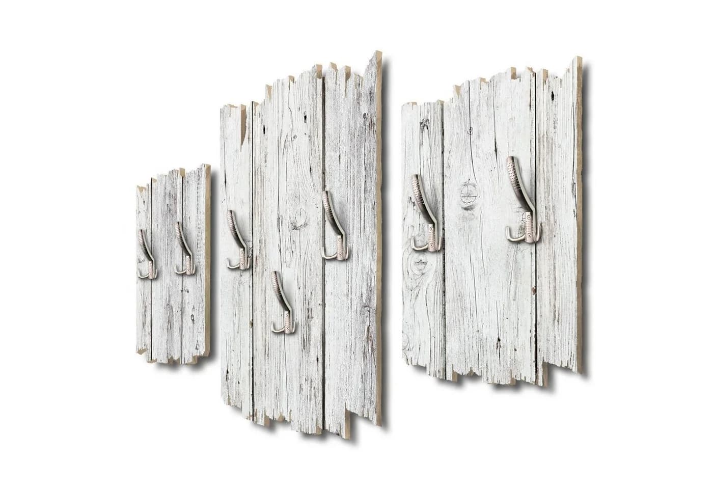 Kreative Feder Dreiteilige Wandgarderobe Holzoptik Weiß Shabby Chic