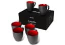 MiaMio Kaffeetassen Set 6x350ml Schwarz/Rot Steingut Bild 2