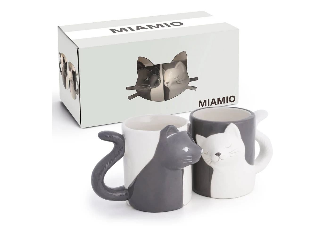MiaMio Tasse 3D-Katzen 350 ml 2-tlg. Keramik Grau - Bild 2