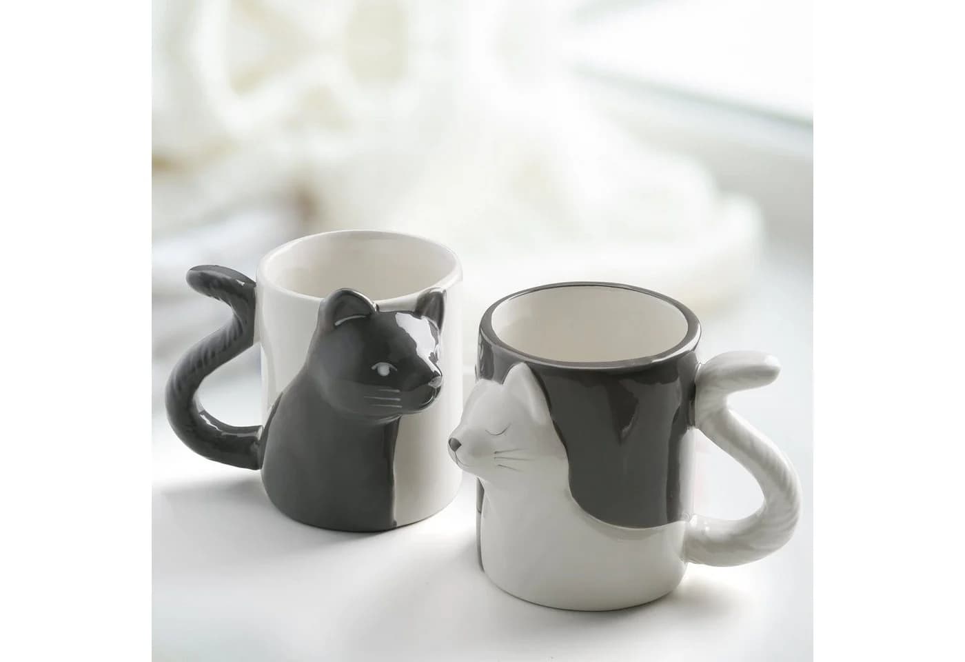 MiaMio Tasse 3D-Katzen 350 ml 2-tlg. Keramik Grau - Bild 5