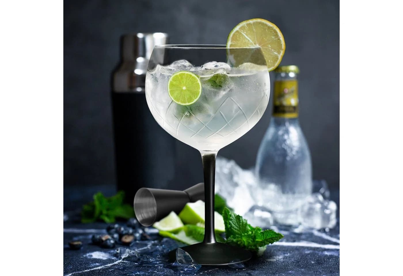 MiaMio Cocktailglas Crystaluna Gin Tonic 650 ml Schwarz 2-tlg. - Bild 4