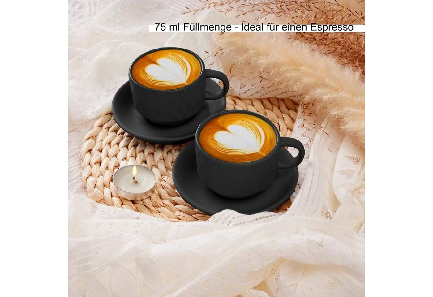 MiaMio Espressotasse Palmanova Schwarz 6-tlg. Keramik