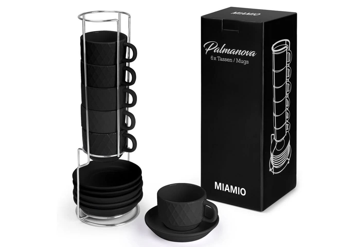 MiaMio Espressotasse Palmanova Schwarz 6-tlg. Keramik - Bild 2