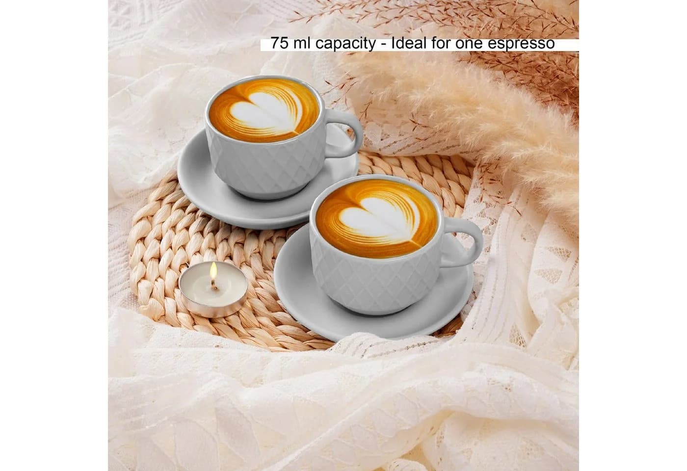 MiaMio Espressotasse Palmanova Weiß 6-tlg. Keramik