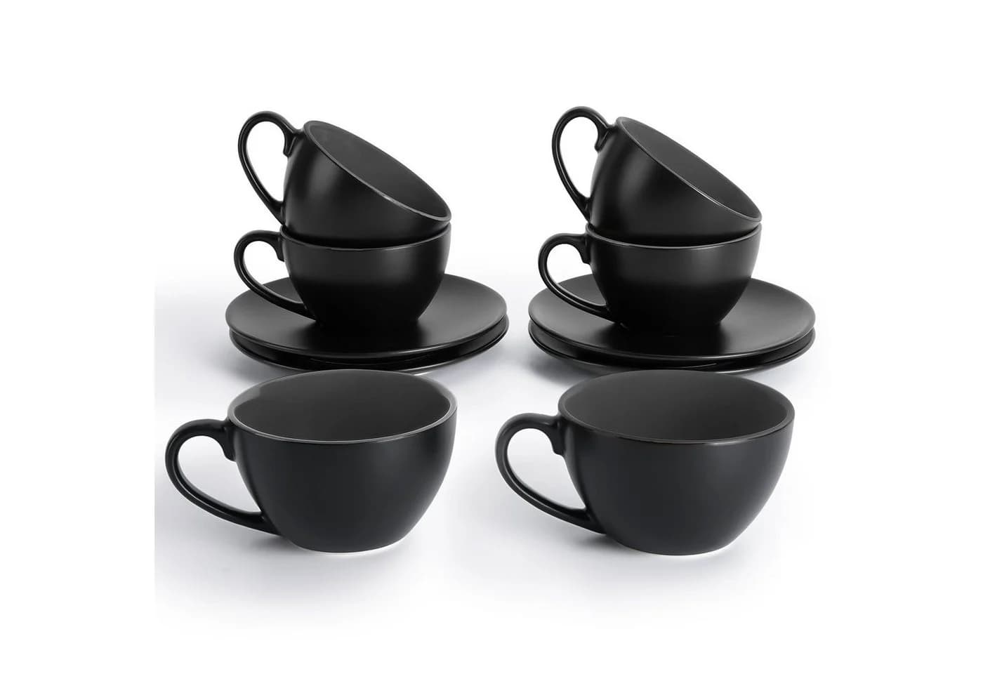 MiaMio Cappuccinotassen Set 6x 175ml Schwarz Keramik