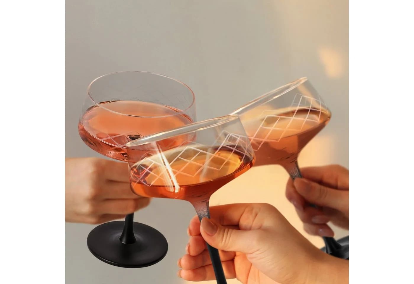 MiaMio Cocktailglas Crystaluna Coupe 280 ml 4-tlg. Schwarz Glas mit Barlöffel - Bild 4