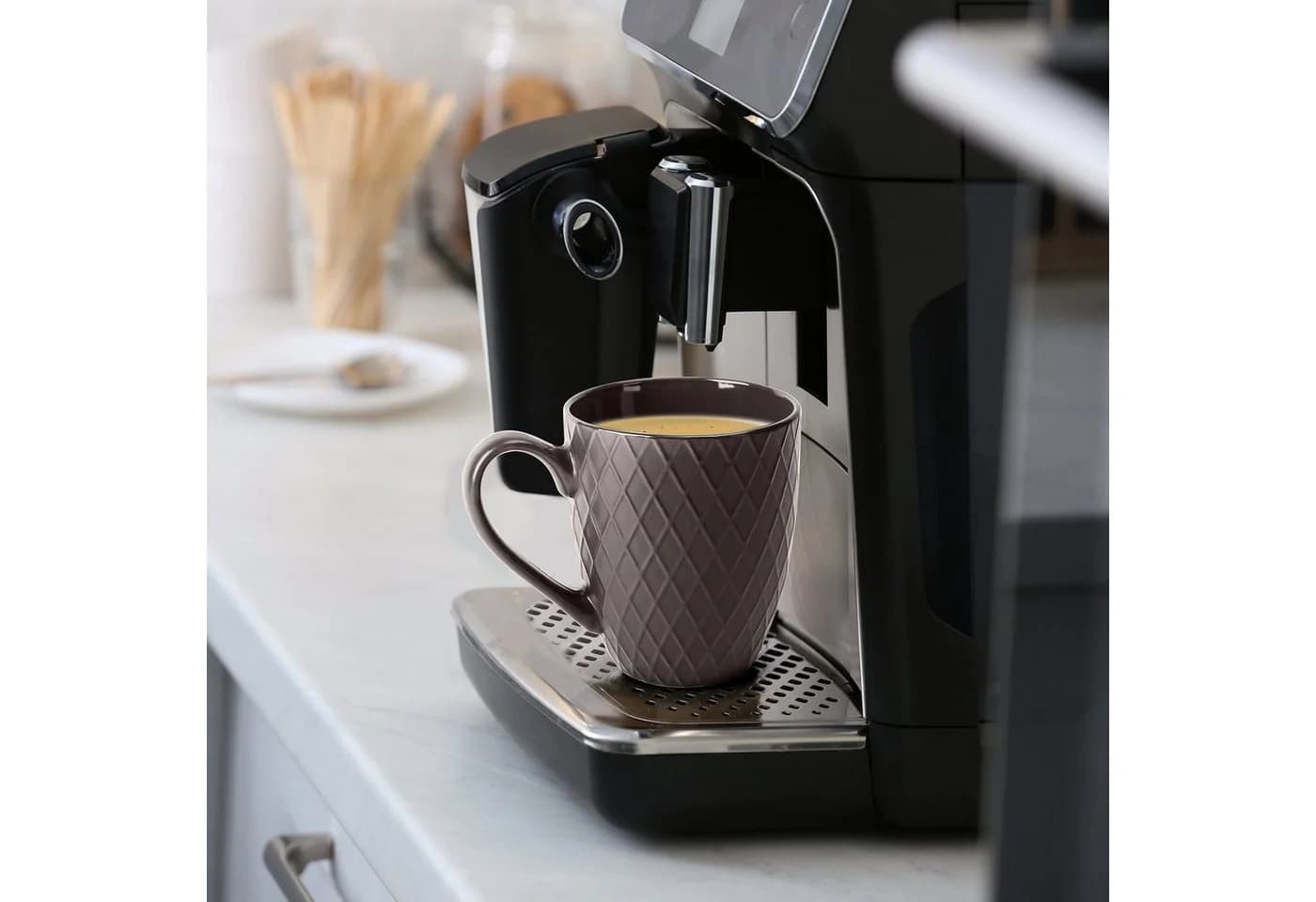 MiaMio Kaffeetassen Set 6-tlg. 400 ml Beige Grau Keramik Matt - Bild 5