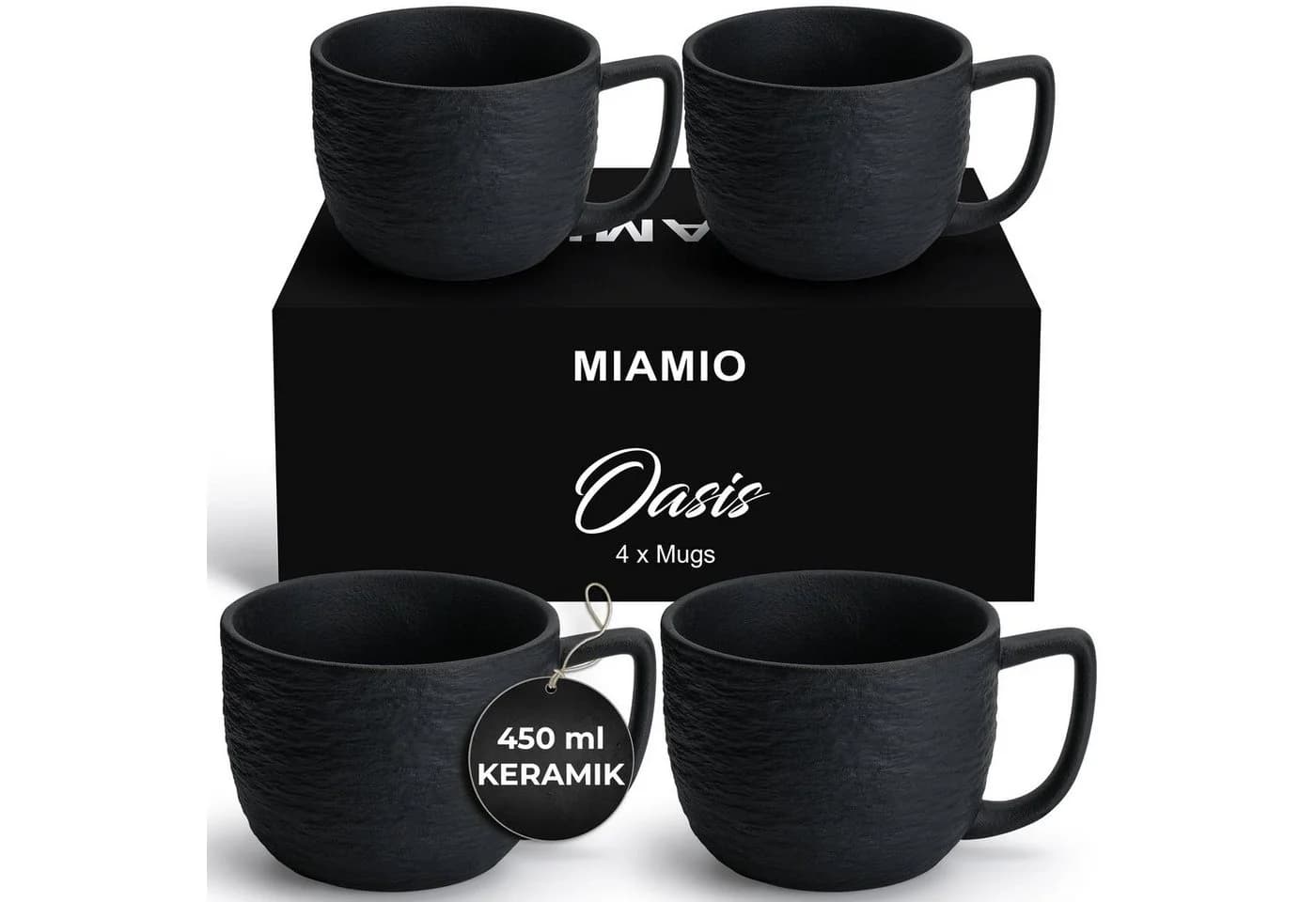 MiaMio 4er Kaffeetassen Set Keramik Schwarz Oasis Collection - Bild 2