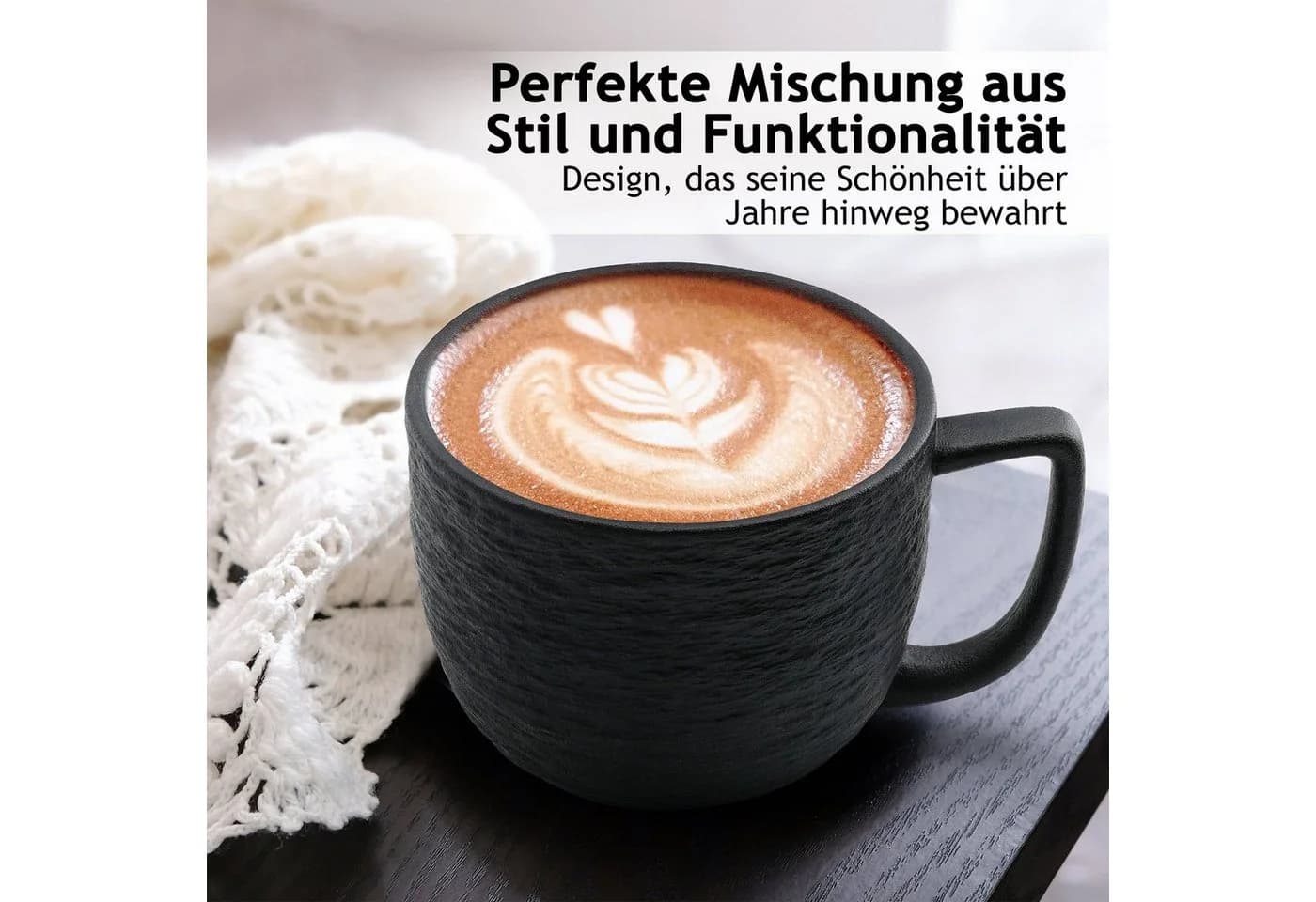 MiaMio 4er Kaffeetassen Set Keramik Schwarz Oasis Collection - Bild 4