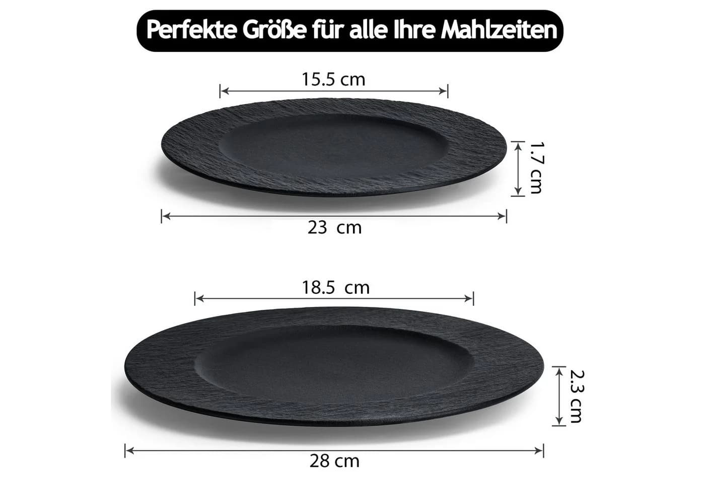 MiaMio Teller 4er Set Keramik Schwarz 23 cm Oasis Collection - Bild 3